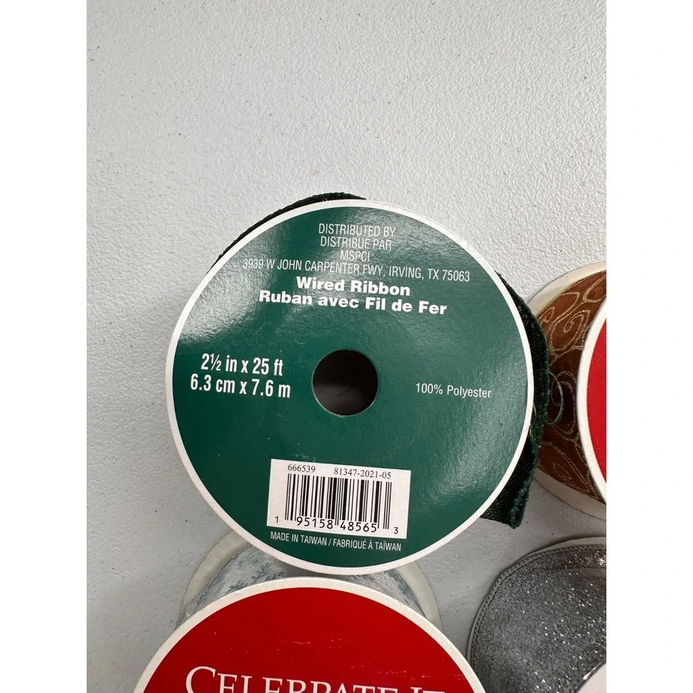 Holiday Ribbon Assortment Metallic Textured Craft Supplies Bundle Christmas Lot